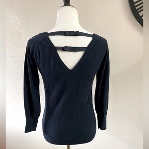 Navy Open Back Bow Detail Sweater